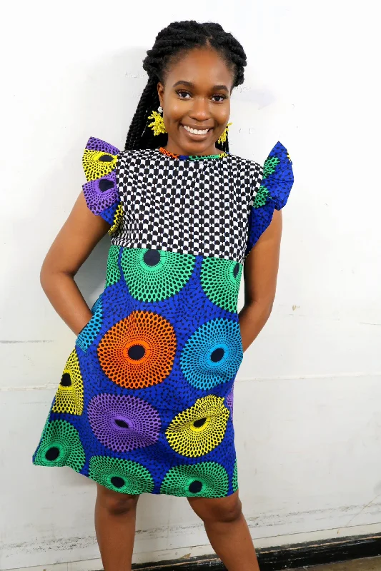 Multicolor Ankara Shift Dress Tunics Bridal satin