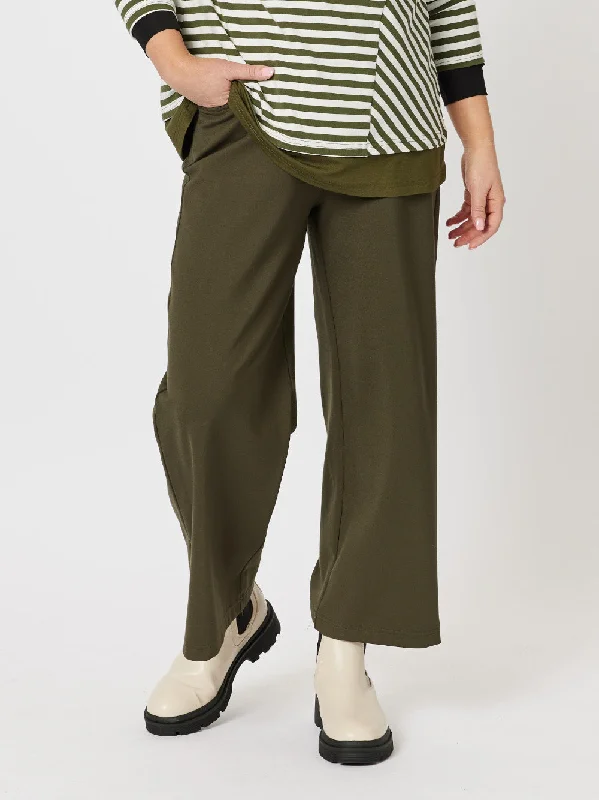 Kimmy Ponte Wide Leg Pant - Khaki Cozy Lounge Pants