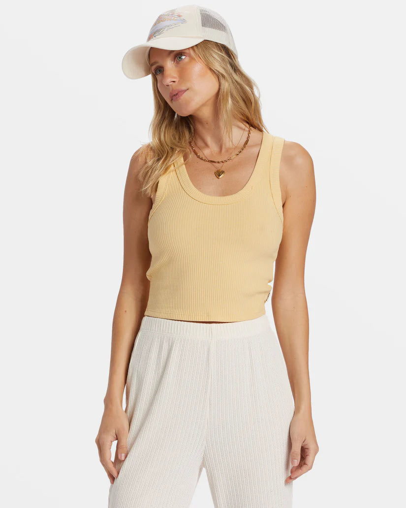 BILLABONG RERUN TANK - PALE YELLOW striped tank top