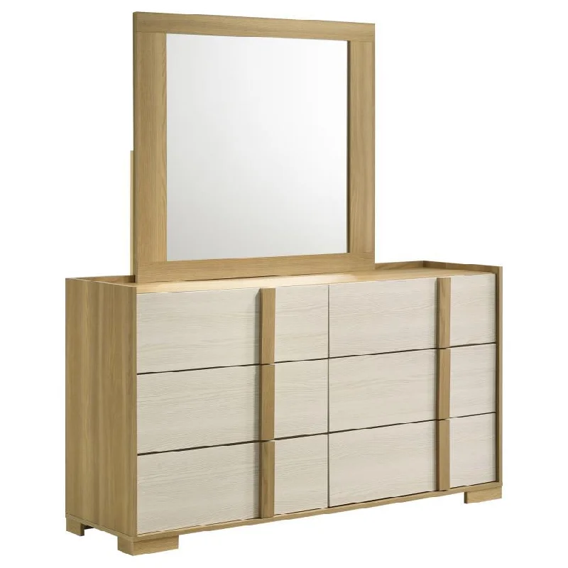 Hyland - 6-Drawer Dresser With Mirror - Natural Casual Short Summer