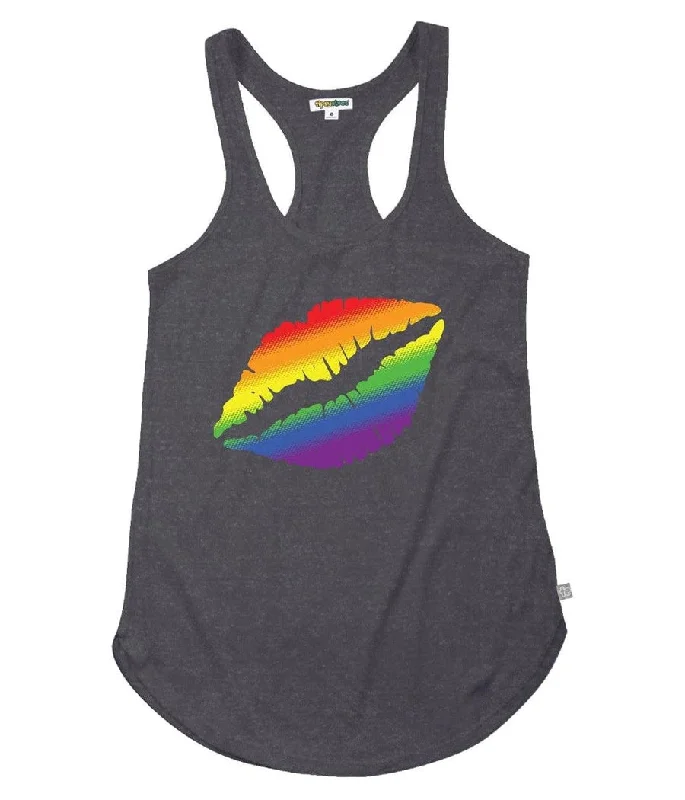 Rainbow Kiss Racerback Tank Top black tank top