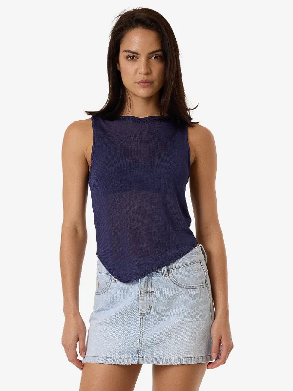 Anais Knit Tank - Estate Blue seamless tank top