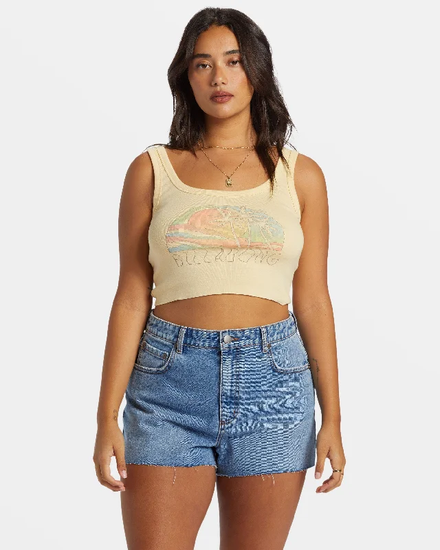 BILLABONG ESCAPE NATURE CROPPED WOMENS TANK - RETRO YELLOW peekaboo tank top