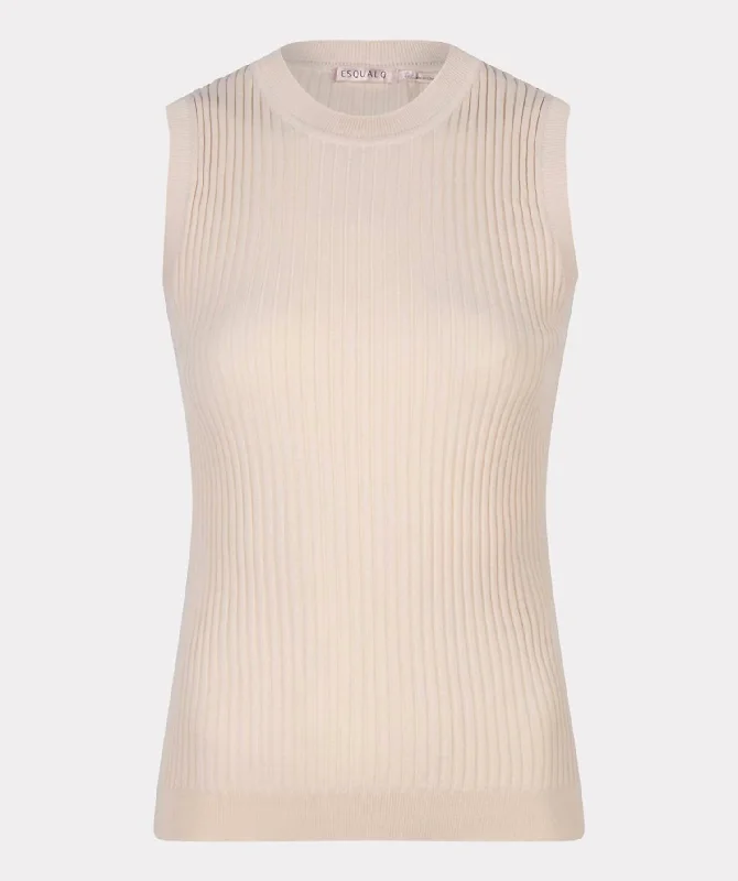 Women's Laura Ribbed Tank In Sand bright tank top
