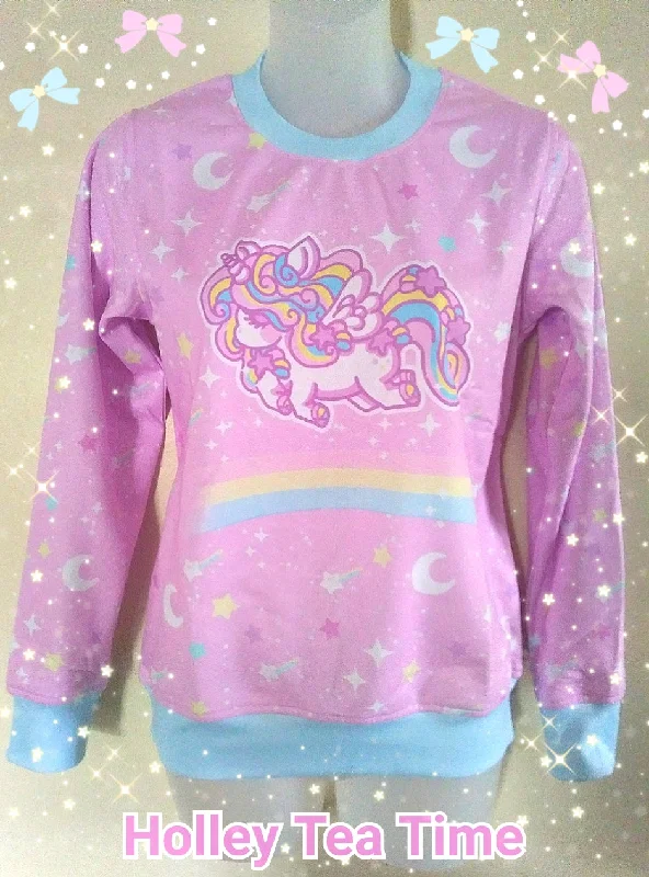 Rainbow Unicorn Women's Sweatshirt [made to order] Hoodie with Mesh Breathable Sporty