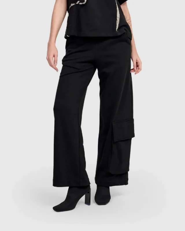 Urban Cleo Cargo Pants, Black Wide-Legged Palazzos