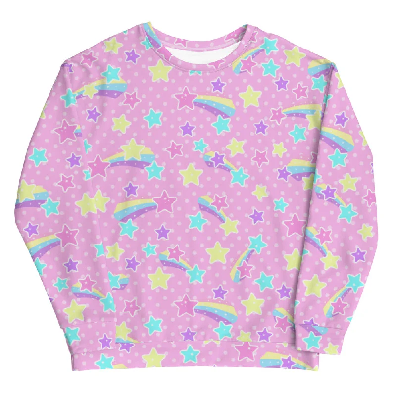 Starry Party Pink Unisex Sweatshirt Hoodie with Lace Feminine Delicate