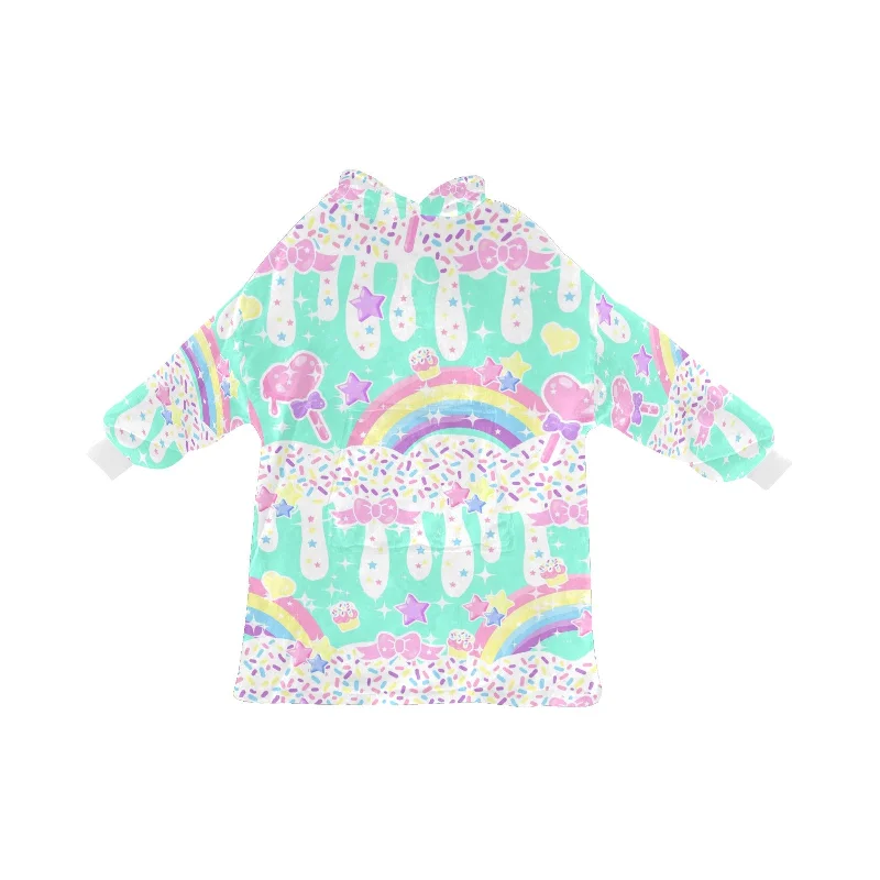 Rainbow Sweets Mint Blanket Hoodie Oversized Hoodie Comfort Casual