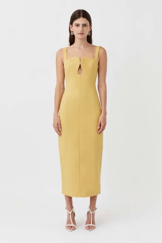 Camilla & Marc Brixton Dress - Mustard Halter Neckline Beach