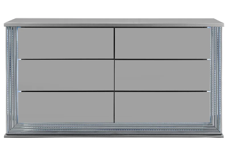 YLIME SMOOTH SILVER DRESSER WITH LED Tunics Luxurious high-end