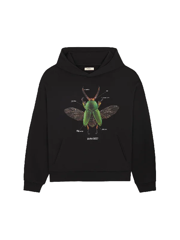 PANGAIA X Levon Biss Sawtooth Beetle Hoodie—black Hoodie with Distressed Vintage Worn