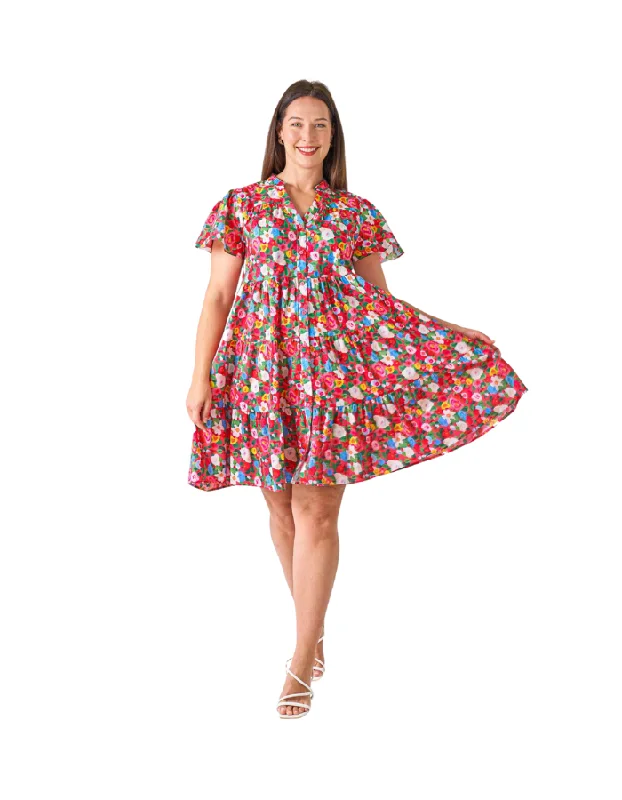 Gina Dress Red Floral Tunics Polka dots