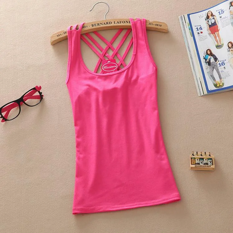 Women Basic Cotton Sleeveless Tank Tops Vest Tops Candy Color Vest Tank Tops trendy tank top