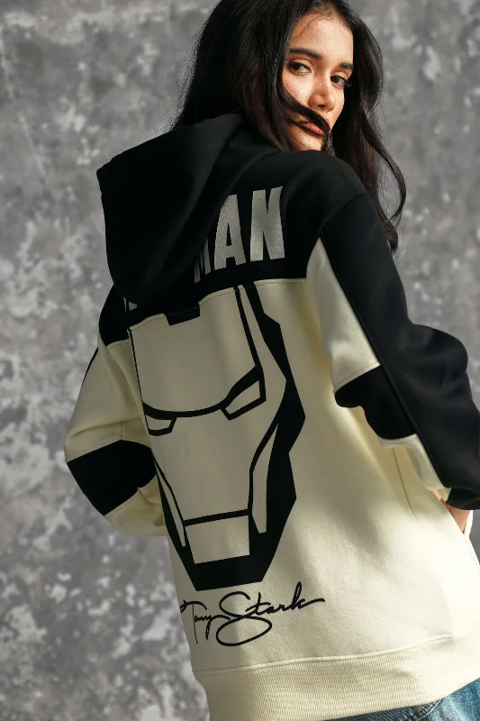 Iron Man Oversized Heavyweight Hoodie(Fleece) Hoodie with Cropped Fit Short Trendy