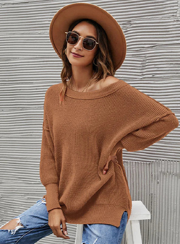 TURTLENECK NECK LOOSE SOLID COLOR SWEATER Satin Blend Silk Blend Wool Blend