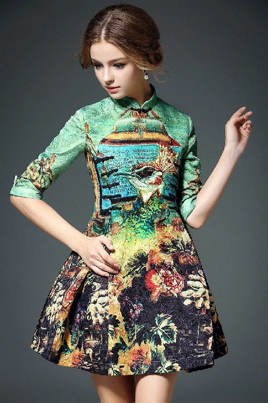 Peacock Print Jacquard Dress Tunics Polka dots