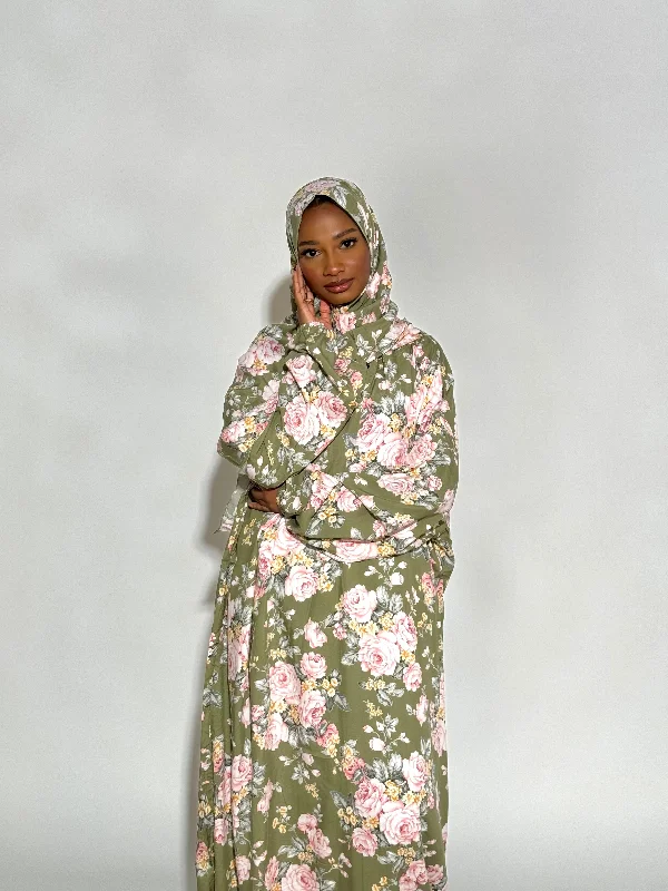 Grass floral one piece prayer dress Floral Print girly