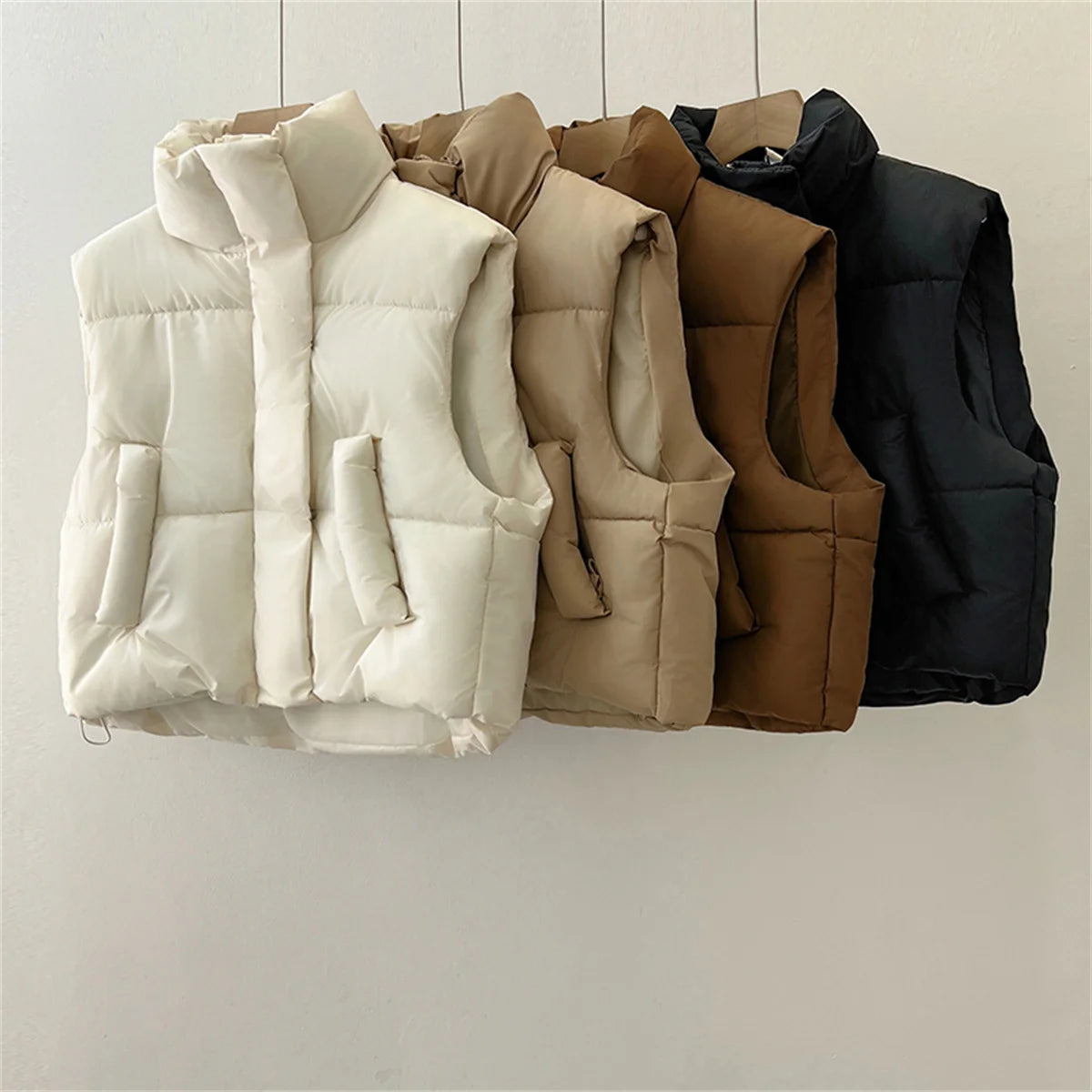 Autumn Winter Y2K Vest Women Thick Warm Down Vest Harajuku Loose Jacket Casual Outerwear Short Waistcoat Windproof Vest Coats One-Shoulder Jacket Off-the-Shoulder Jacket Asymmetrical Jacket