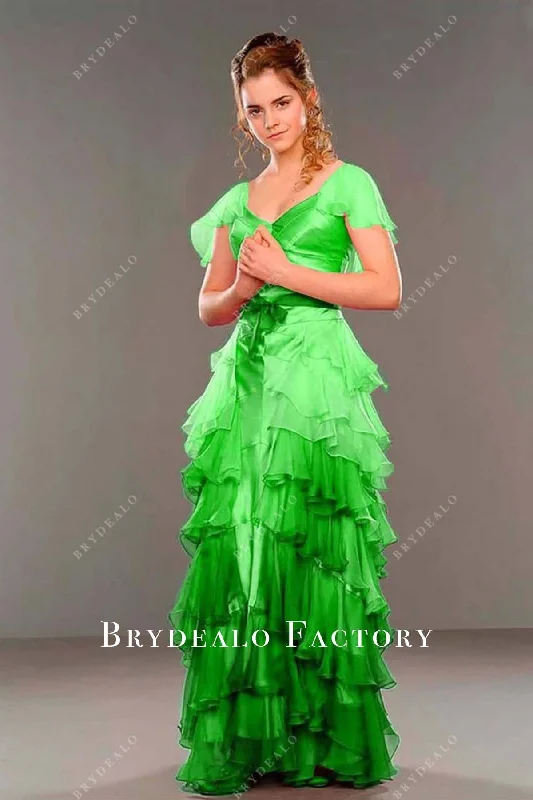 Hermione Yule Ball Dress | Green Chiffon Drop Waist Christmas Party Gown Tunics Cozy comfortable