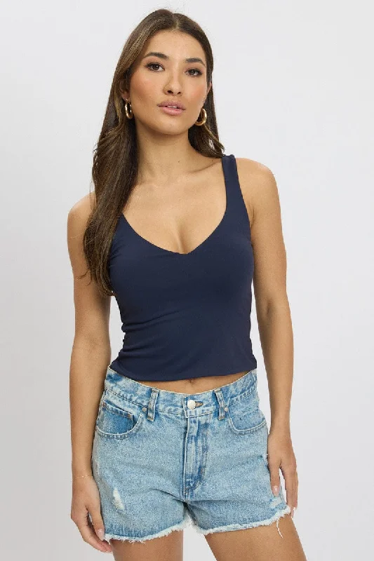 Blue Tank Top V Neck Supersoft tie dye tank