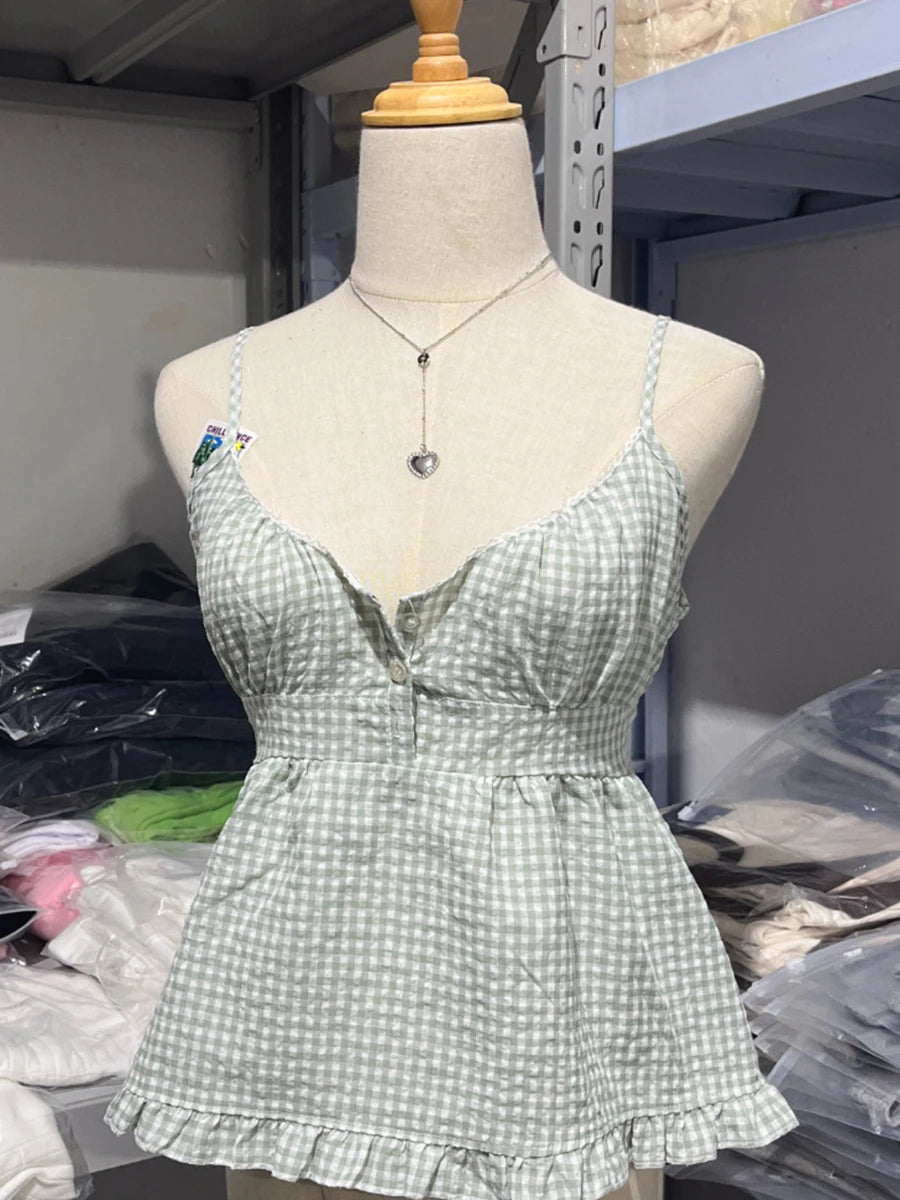 Ruffles-green plaid