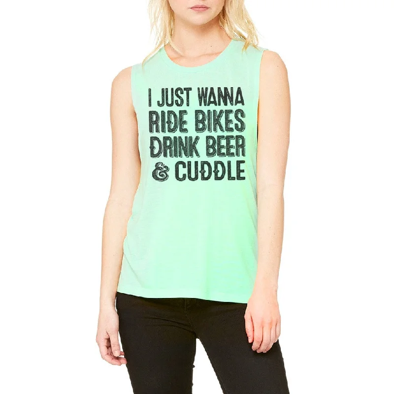 I Just Wanna Ride Bikes Muscle Tank - Mint Green lace tank top