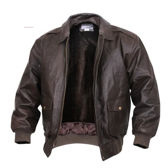 Rothco Classic A-2 Brown Leather Flight Jacket - 3XL Faux Fur Jacket Real Fur Jacket Shearling Jacket