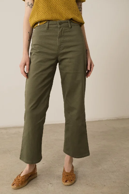 Hani Recycled Cotton Sailor Pants In Green Chic Capri Pants