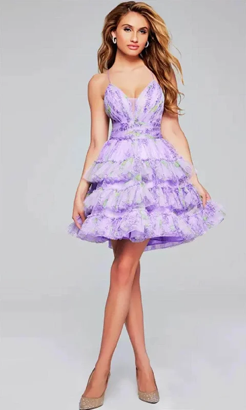 Jovani 39880 - Floral Backless Cocktail Dress Tunics Fashionable chic