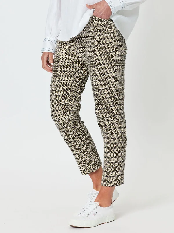 Geometric Print Pant - Caramel Classic Cropped Pants