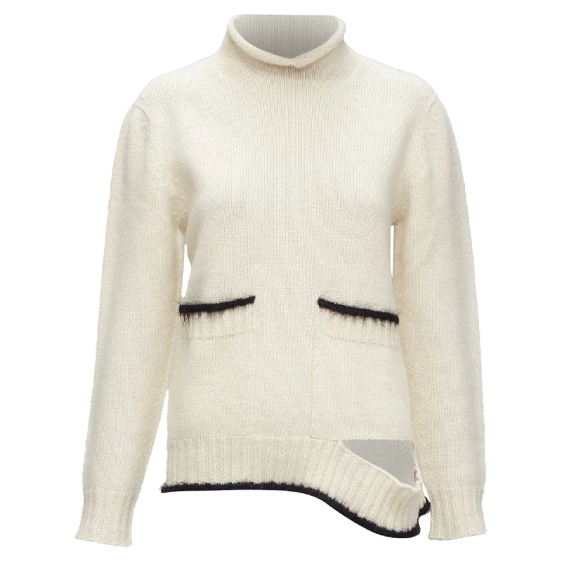 Celine Phoebe Philo cashmere mohair cutout turtleneck sweater Graphic Sweater Embroidered Appliqued