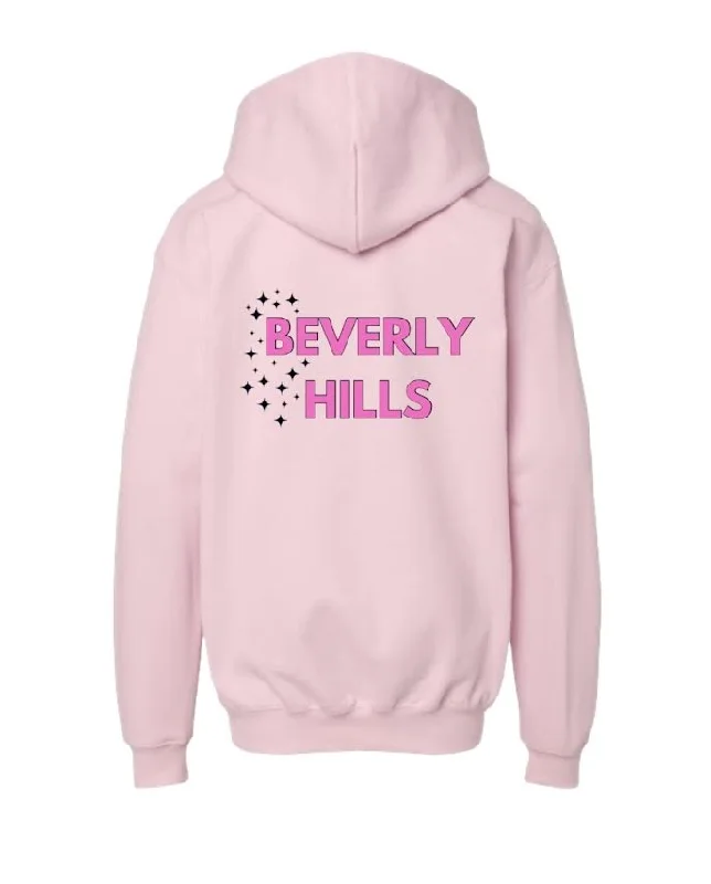 UNISEX BEVERLY HILLS STARS PINK HOODIE Hoodie with Pastel Soft Subtle