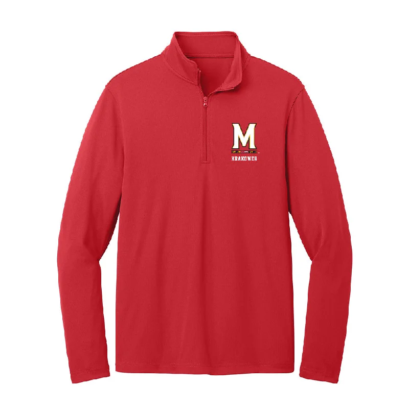 Maryland - NCAA Women's Soccer : Madison Krakower - Lightweight Quarter Zip Jacket Oversized Jacket Tailored Jacket Straight Jacket