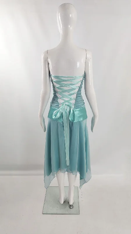 Charas Vintage y2k Ribbon Back Mint Blue Corset Fairy Dress, 2000s Tunics Versatile all-occasion