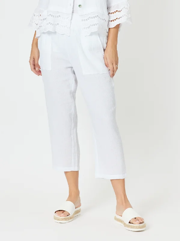 Byron Cotton 7/8 Pant - White Formal Stretch Pants