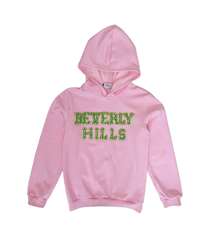 WOMENS CRYSTAL BEVERLY HILLS HOODIE Hoodie with Metallic Shiny Futuristic