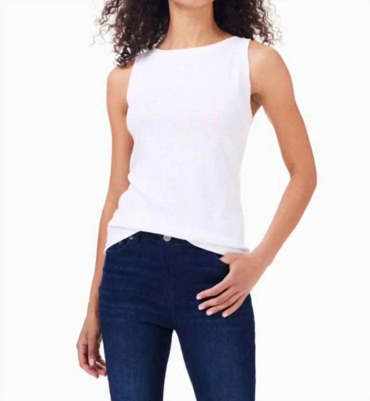 Boatneck Tank Top In Paper White low neck tank