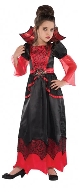 Girls Vampire Queen Halloween Vampiress Fancy Dress Costume Tunics Running lightweight
