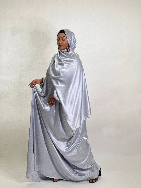 Silver Satin Prayer dress Tunics Yoga stretchy
