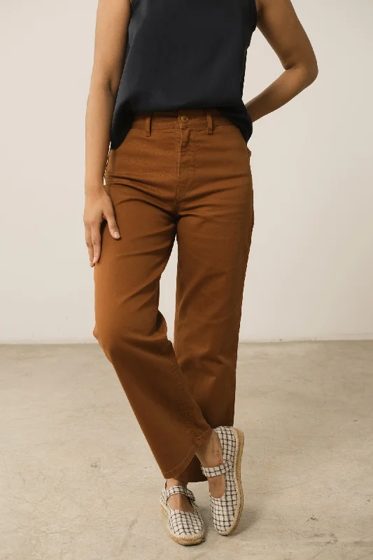 Hani Recycled Cotton Sailor Pants In Terracotta Comfy Zip-Up Pants