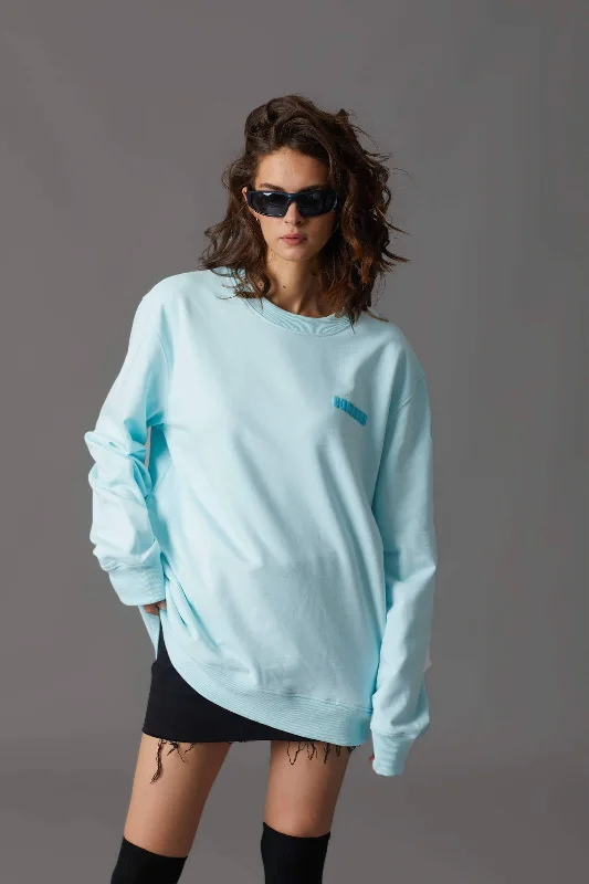 Signature Blue Sweatshirt Hoodie with Raglan Sleeves Sporty Comfortable