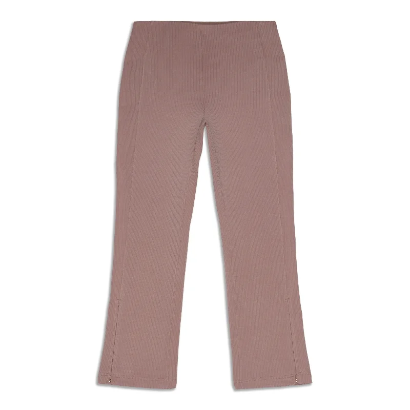 Ribbed Softstreme Zip-Leg High-Rise Cropped Pants - Resale Relaxed High-Waist Trousers