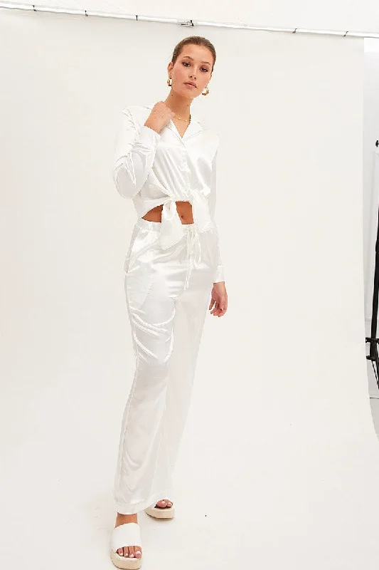 White Wide Leg Pants Classic Flared Pants