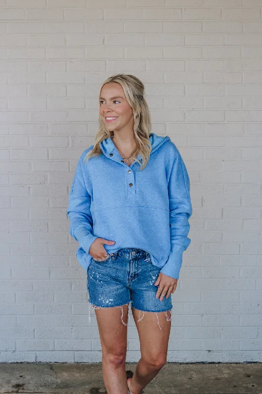 New In Town Ocean Blue Hoodie Sweatshirt Hoodie with Relaxed Fit Easy Casual