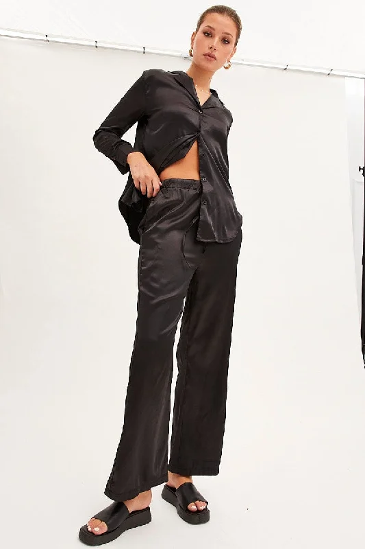 Black Wide Leg Pants Sleek Black Pants