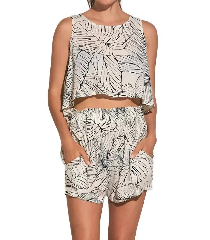 Luna Tank In Natural Black Tropic casual tank top