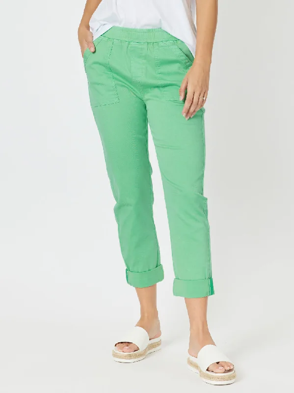 Isabella Cotton Pant - Green High-Waist Jogger Pants