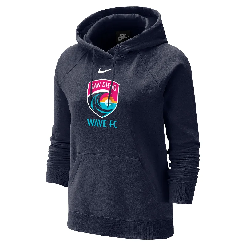 Women's Nike San Diego Wave FC Crest Varsity Fleece Hoodie Zip Hoodie Drawstring Kangaroo Pocket
