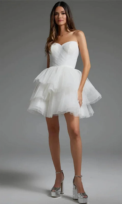 Jovani 41054 - Strapless Fit and Flare Cocktail Dress Crew Neckline Casual