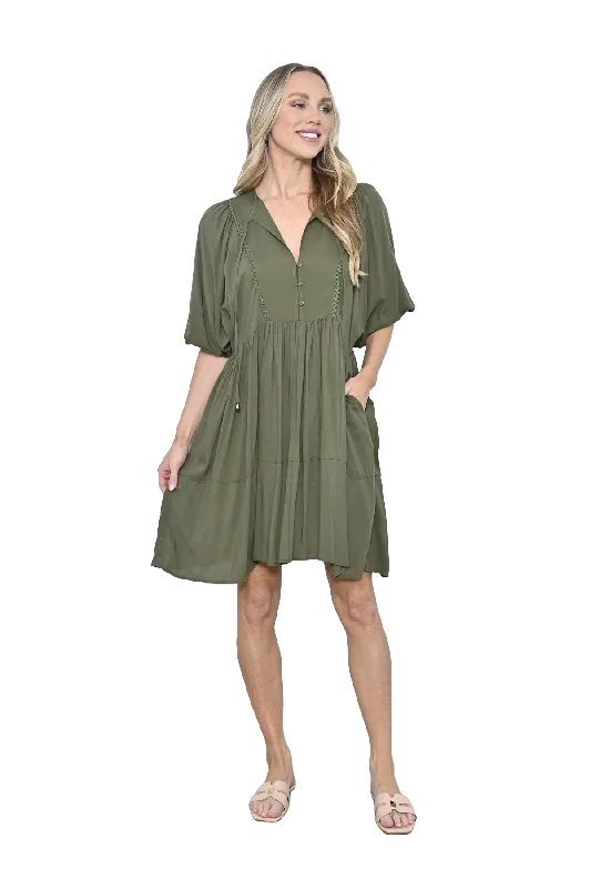 Lowanna Dress Khaki Tunics Silk luxurious